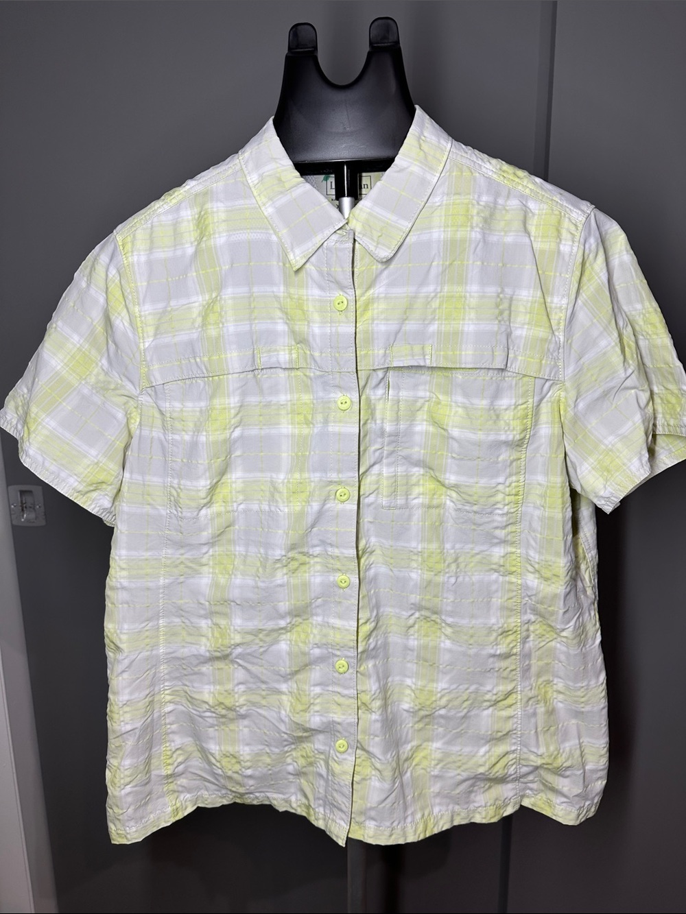L.L. Bean Short-Sleeve Button-Down Plaid Shirt Sz. XL
